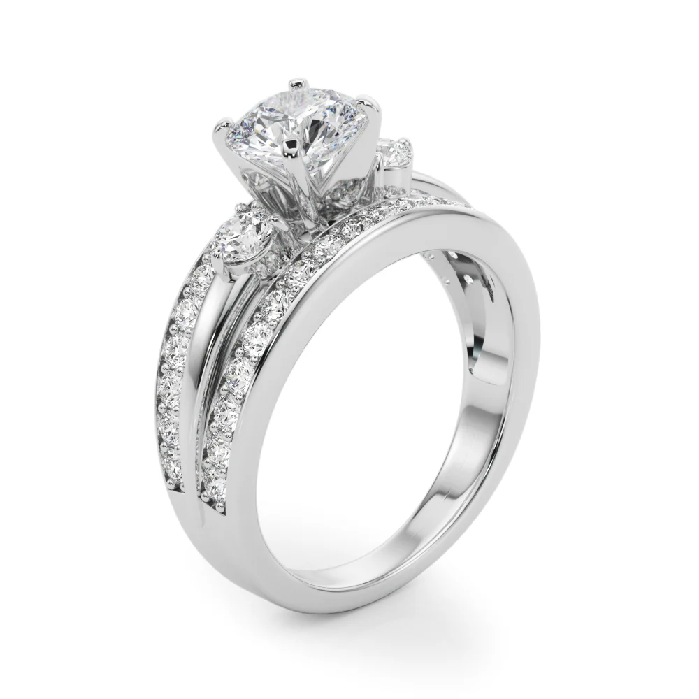 3-Stone Multirow Split Shank Engagement Ring - Image 4