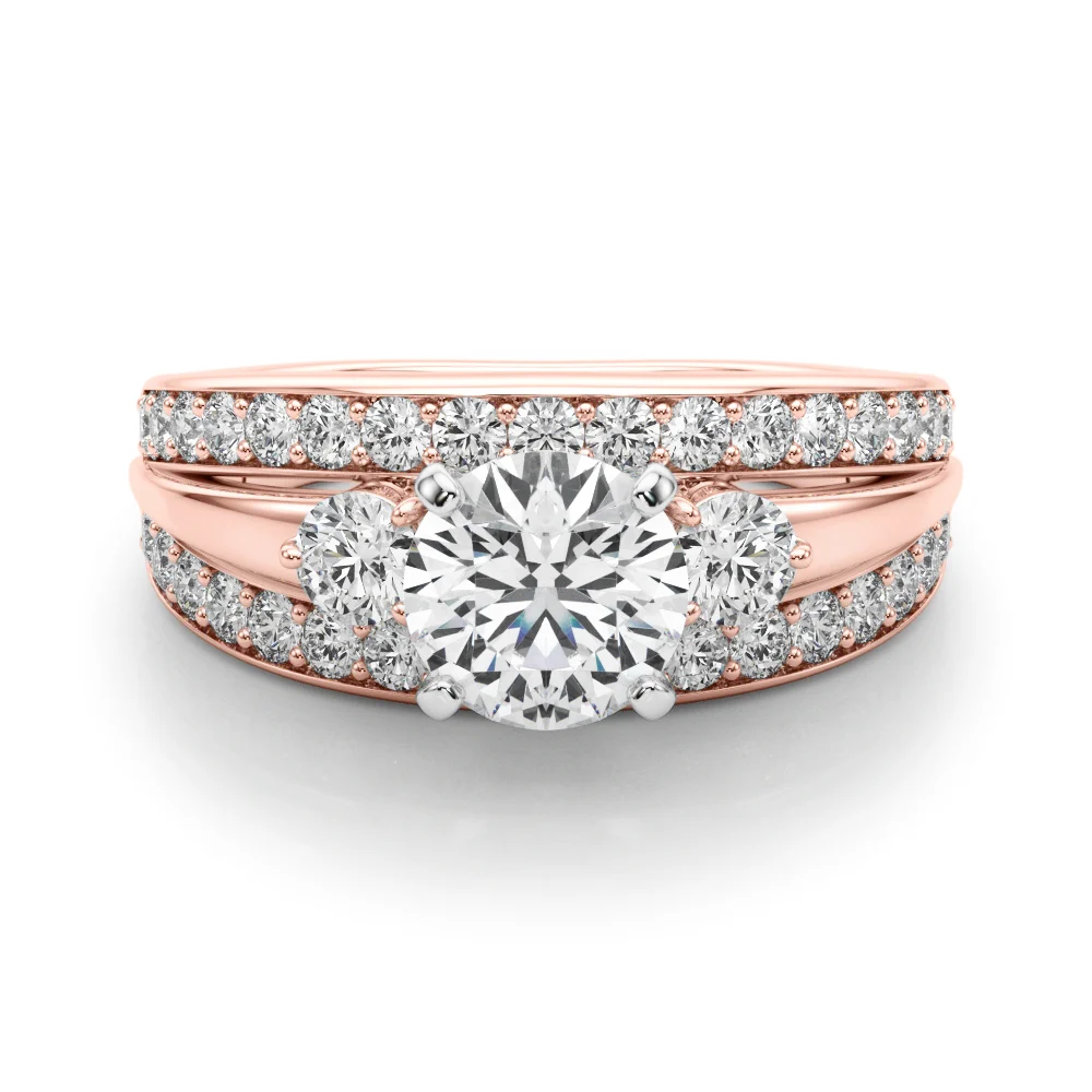 3-Stone Multirow Split Shank Engagement Ring - Image 13