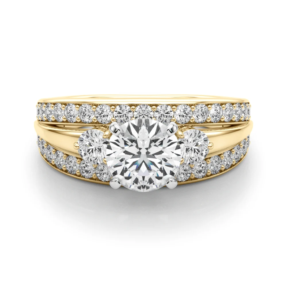 3-Stone Multirow Split Shank Engagement Ring - Image 8