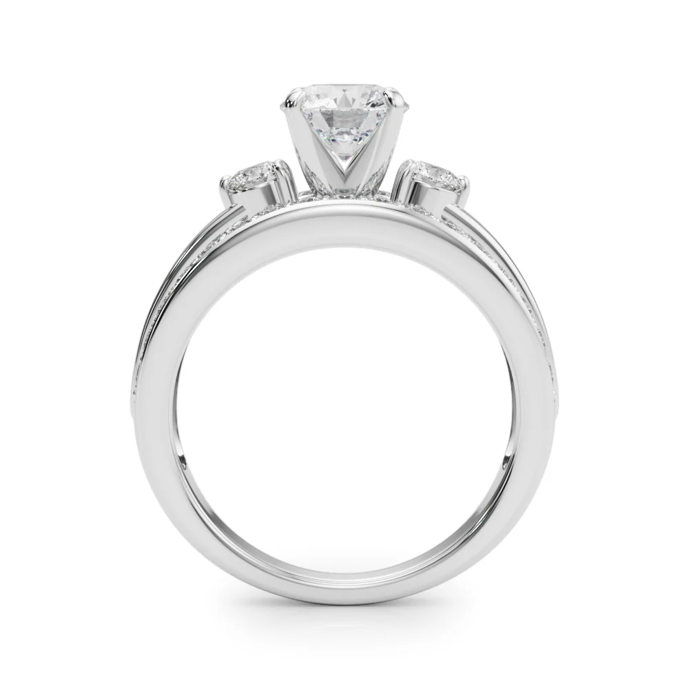 3-Stone Multirow Split Shank Engagement Ring - Image 2