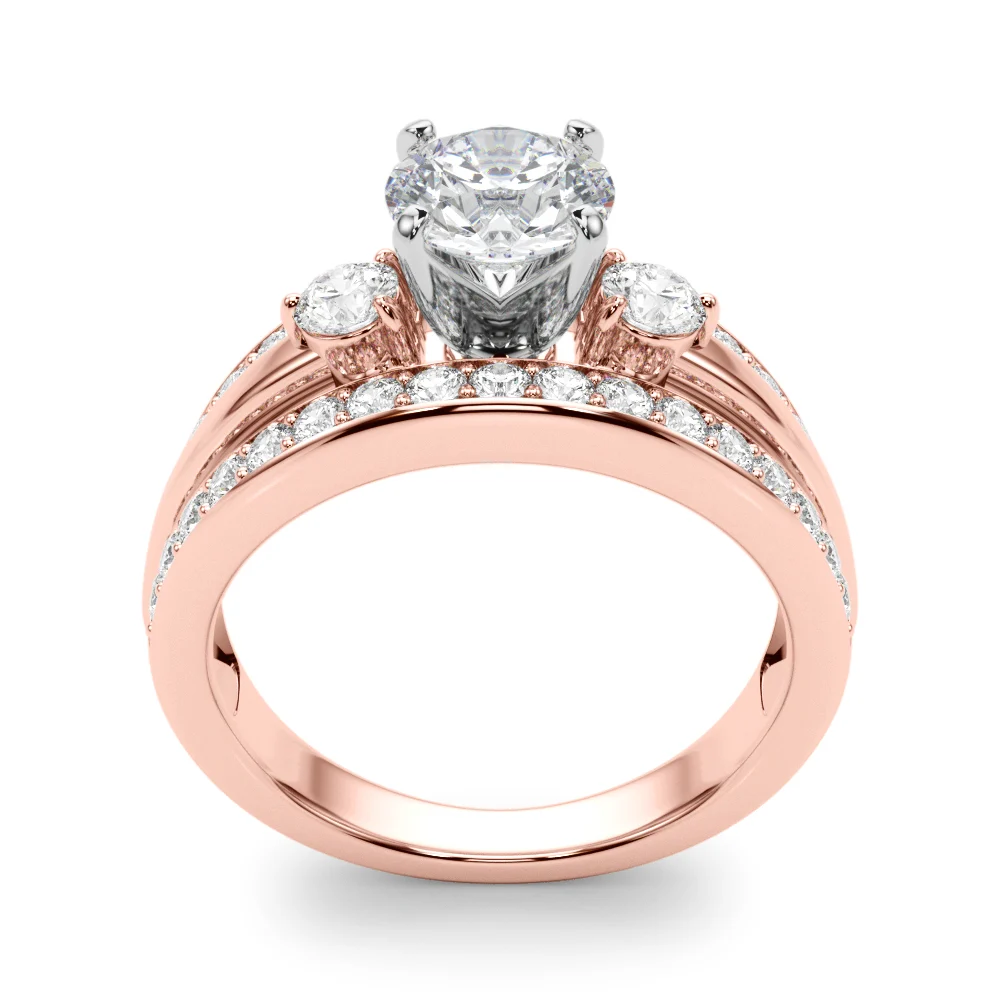 3-Stone Multirow Split Shank Engagement Ring - Image 15