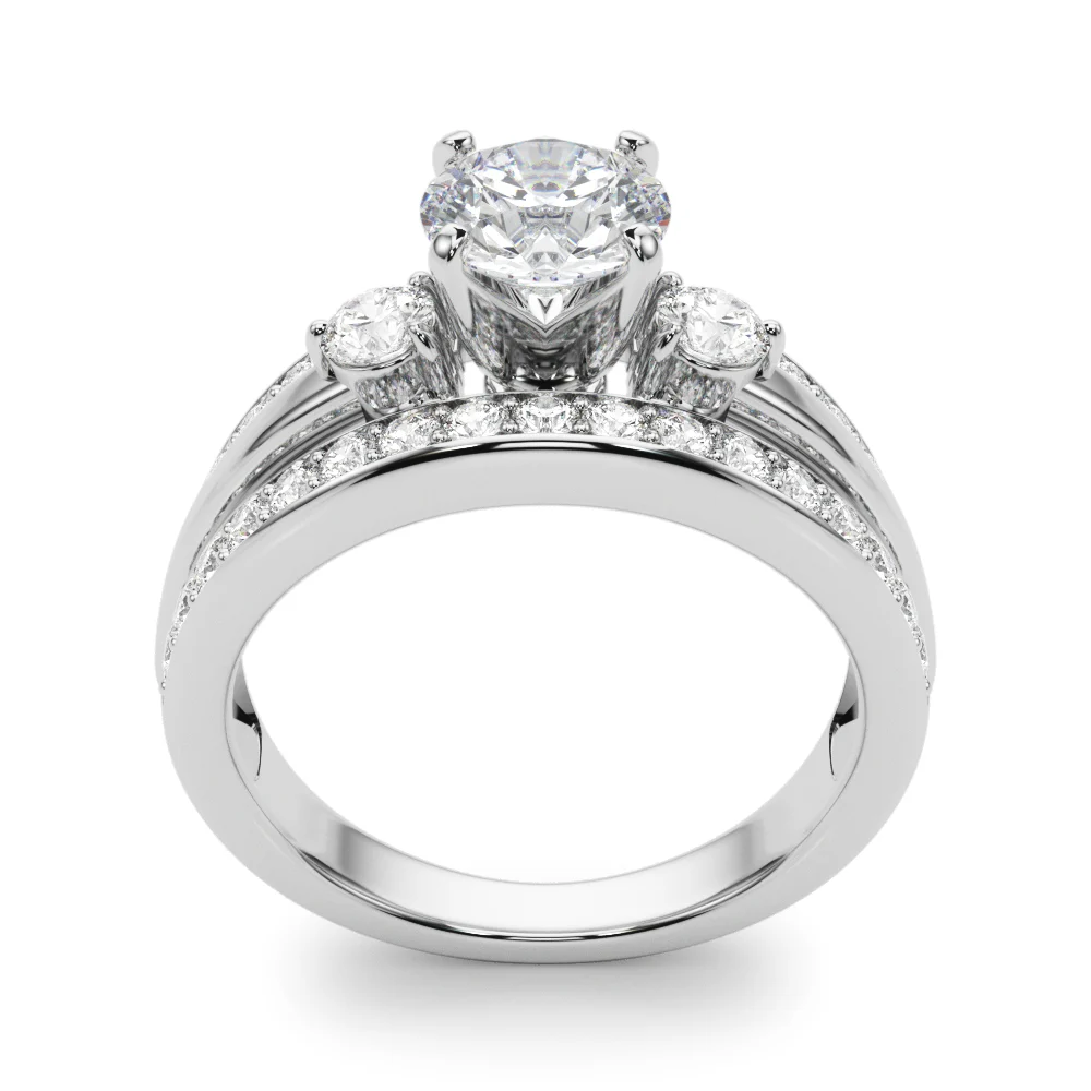 3-Stone Multirow Split Shank Engagement Ring - Image 5