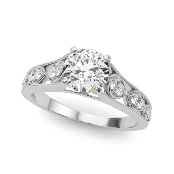 Single Row Prong Milgrain Engagement Ring