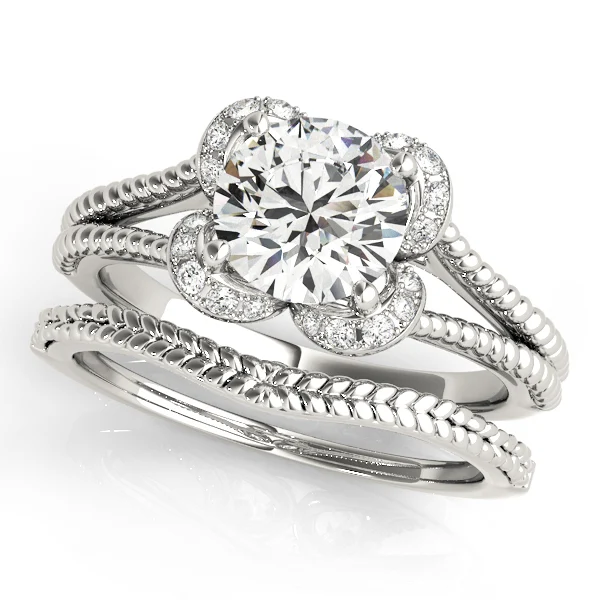 Round Halo Split Shank Engagement Ring - Image 3