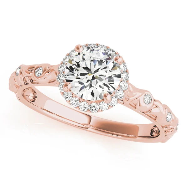 Nature Inspired Filigree Bezel Set Halo Engagement Rings - Image 7