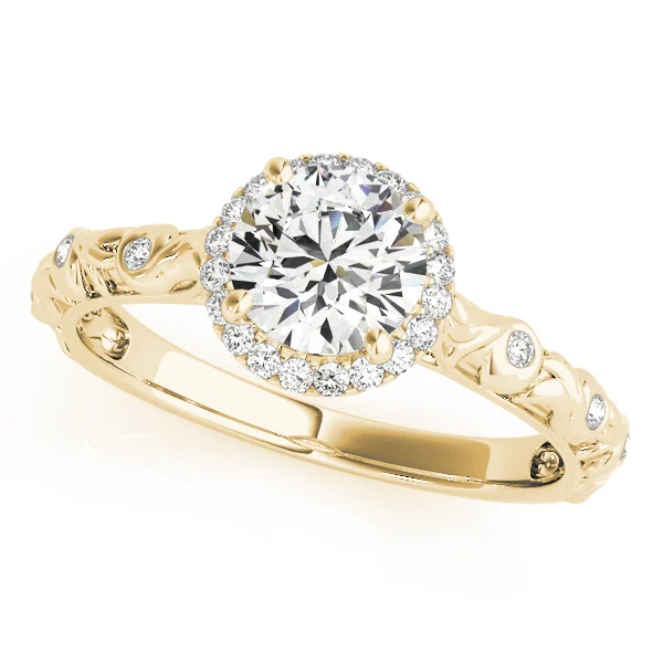 Nature Inspired Filigree Bezel Set Halo Engagement Rings - Image 4