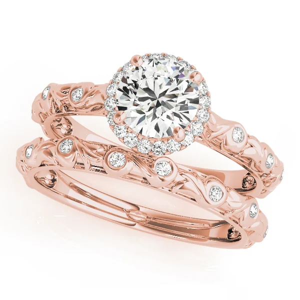 Nature Inspired Filigree Bezel Set Halo Engagement Rings - Image 9