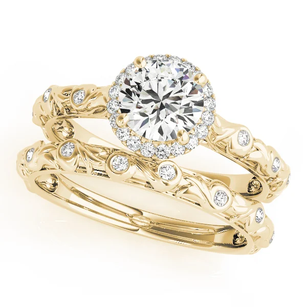 Nature Inspired Filigree Bezel Set Halo Engagement Rings - Image 6