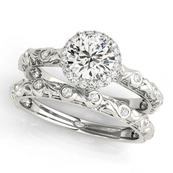 Nature Inspired Filigree Bezel Set Halo Engagement Rings - Image 3