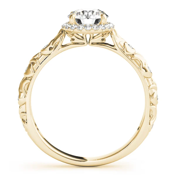 Nature Inspired Filigree Bezel Set Halo Engagement Rings - Image 5