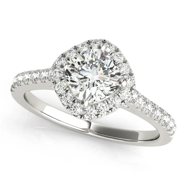 Single Row Accented Halo Engagement Rings