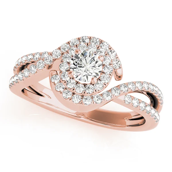 Bypass Twisted Shank Halo Engagement Ring - Image 7