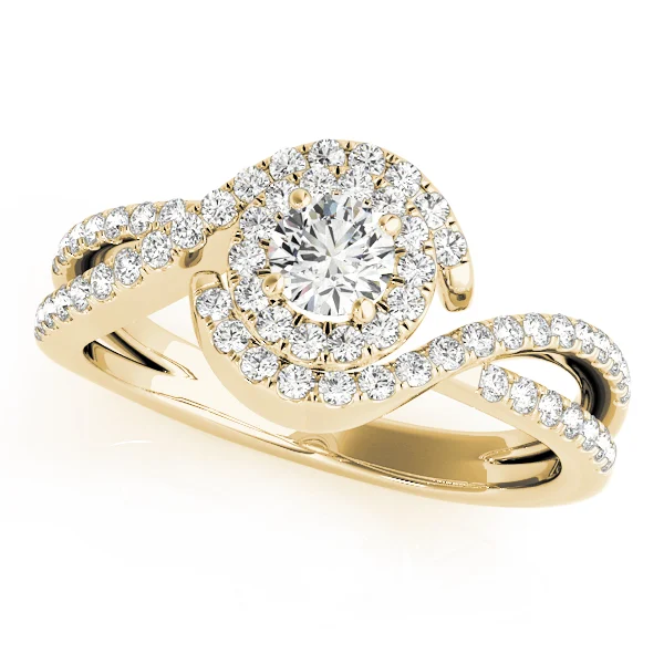Bypass Twisted Shank Halo Engagement Ring - Image 4