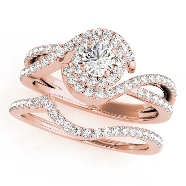 Bypass Twisted Shank Halo Engagement Ring - Image 9