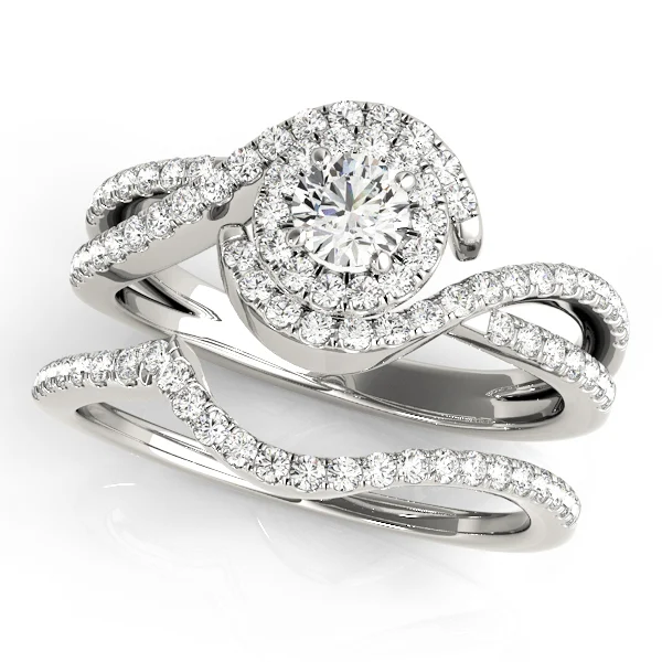 Bypass Twisted Shank Halo Engagement Ring - Image 3