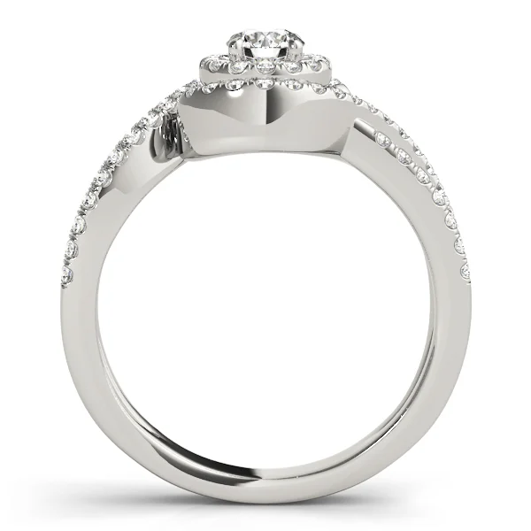 Bypass Twisted Shank Halo Engagement Ring - Image 2