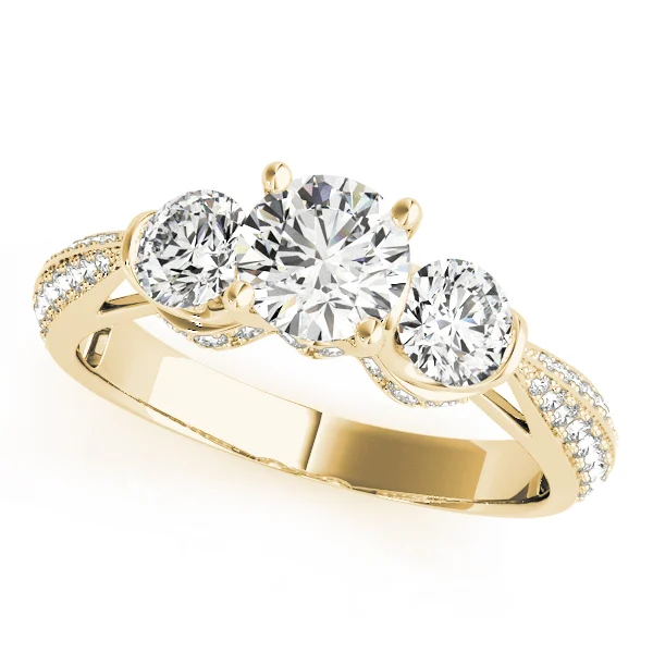 Vintage 3-Stone Pavé Hidden Halo Engagement Ring - Image 4