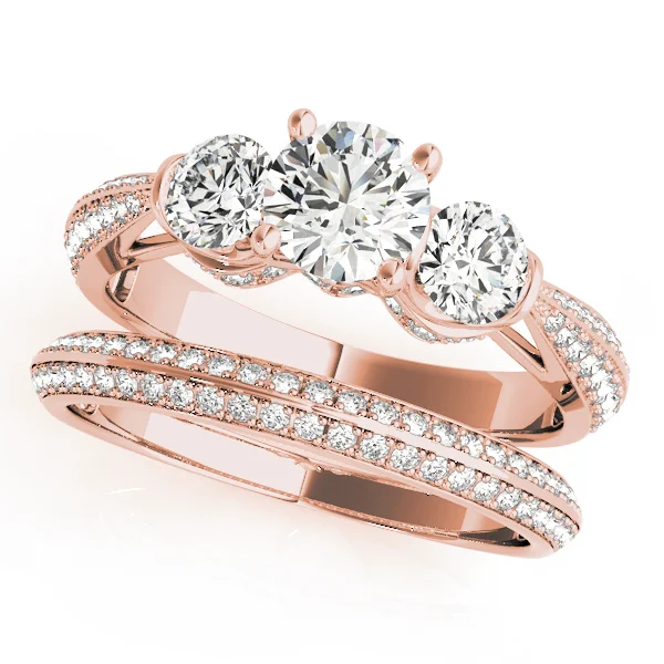 Vintage 3-Stone Pavé Hidden Halo Engagement Ring - Image 9