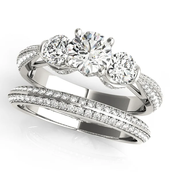 Vintage 3-Stone Pavé Hidden Halo Engagement Ring - Image 3