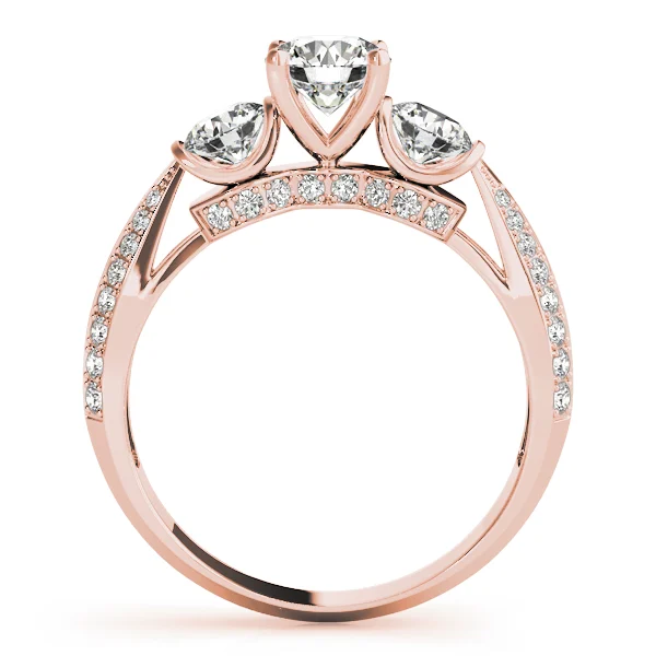 Vintage 3-Stone Pavé Hidden Halo Engagement Ring - Image 8