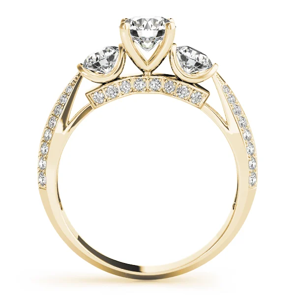 Vintage 3-Stone Pavé Hidden Halo Engagement Ring - Image 5