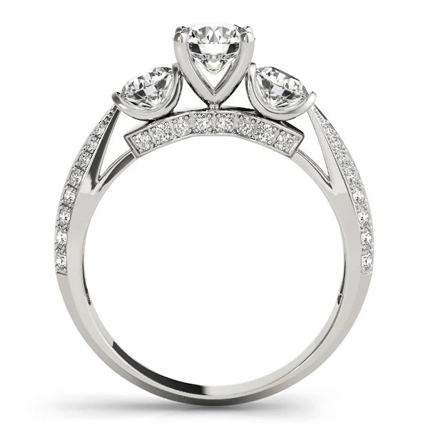 Vintage 3-Stone Pavé Hidden Halo Engagement Ring - Image 2
