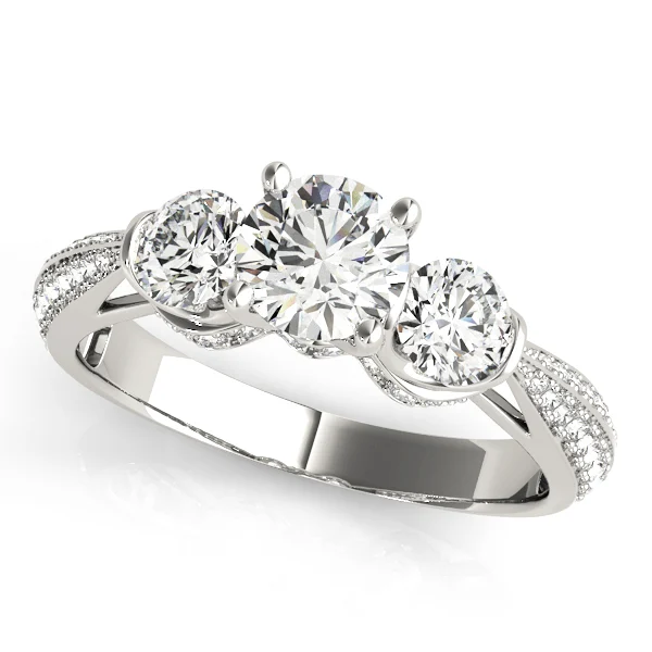Vintage 3-Stone Pavé Hidden Halo Engagement Ring