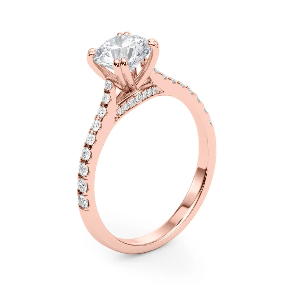 Double Prong Hidden Halo Engagement Ring - Image 14