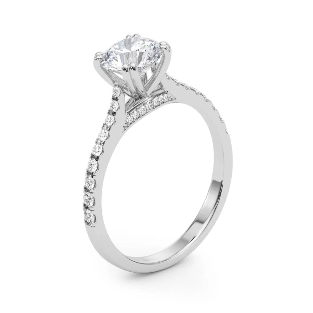 Double Prong Hidden Halo Engagement Ring - Image 4
