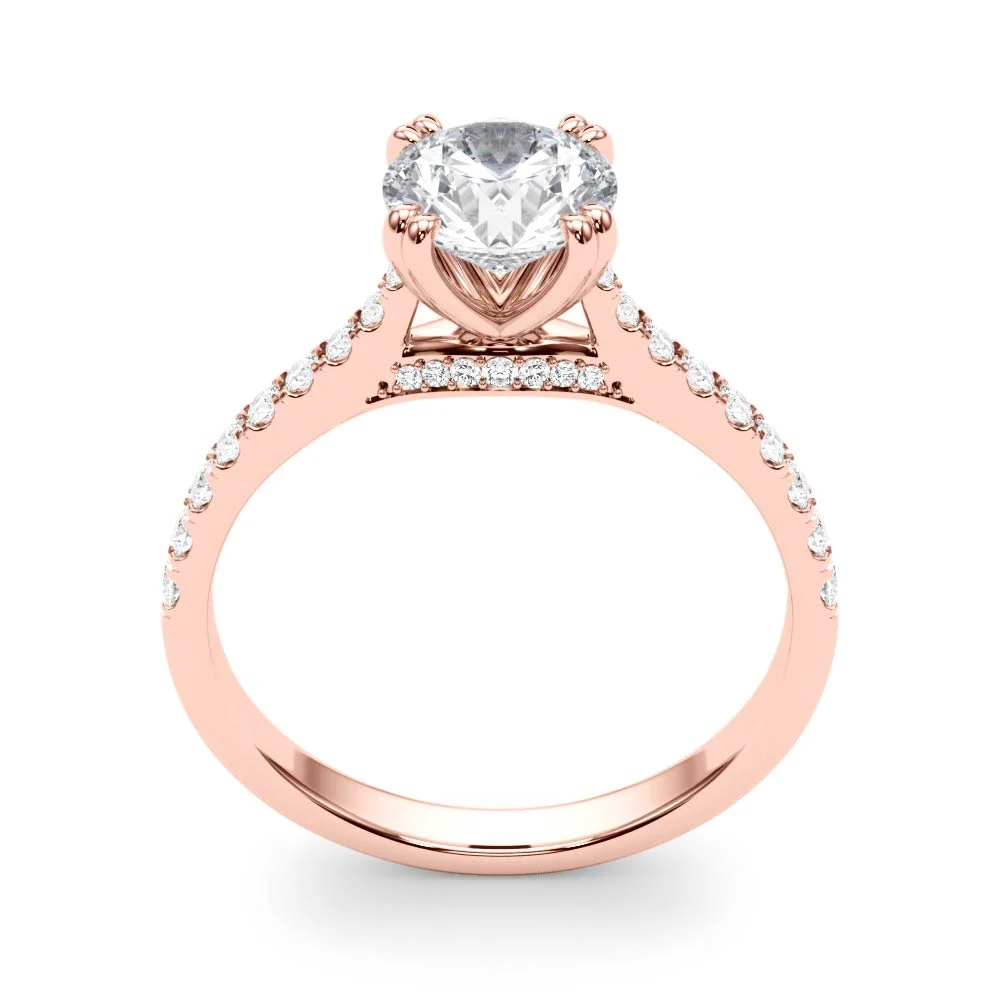Double Prong Hidden Halo Engagement Ring - Image 15