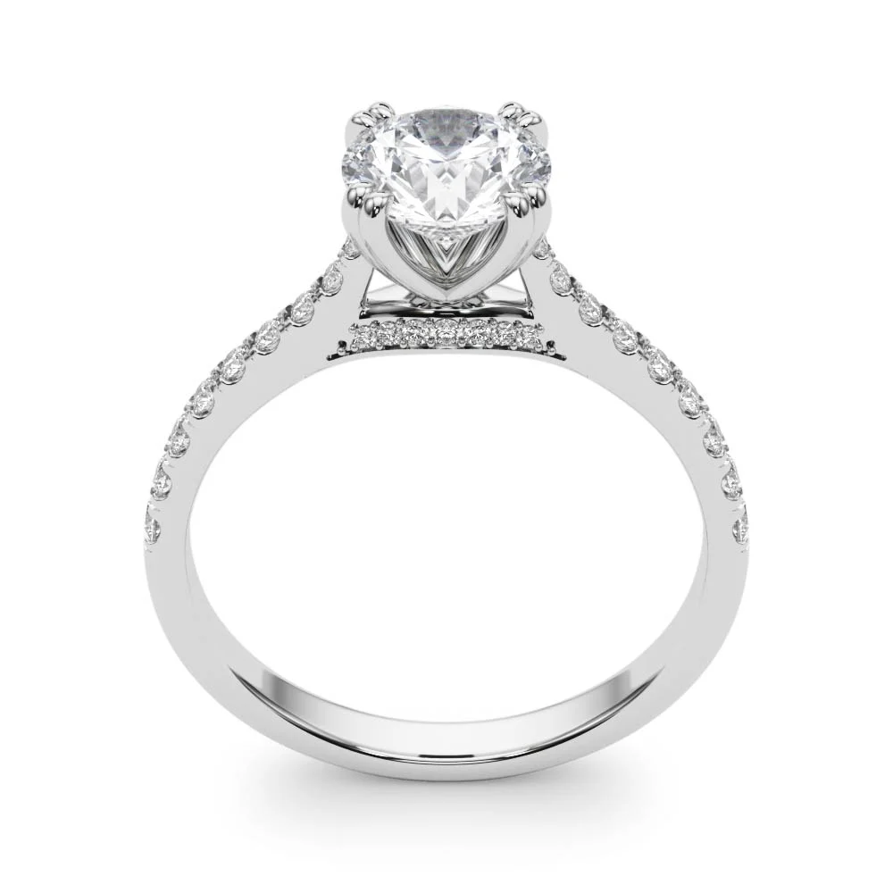 Double Prong Hidden Halo Engagement Ring - Image 5
