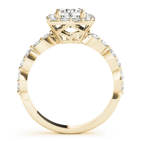 Scalloped Shape Round Halo Engagement Ring - Image 5