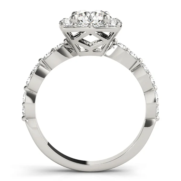 Scalloped Shape Round Halo Engagement Ring - Image 2