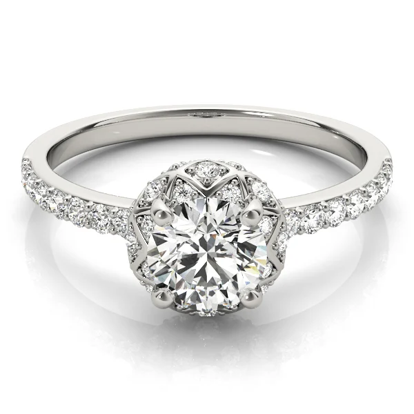 Vintage Single Row Halo Engagement Ring - Image 3