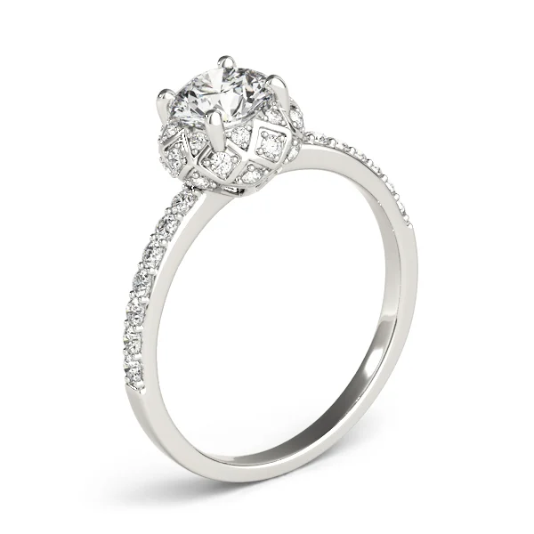 Vintage Single Row Halo Engagement Ring - Image 4