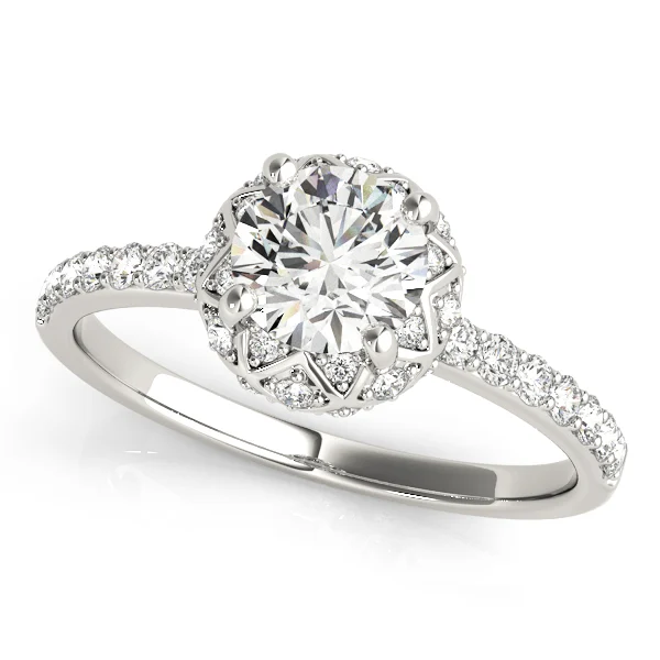 Vintage Single Row Halo Engagement Ring