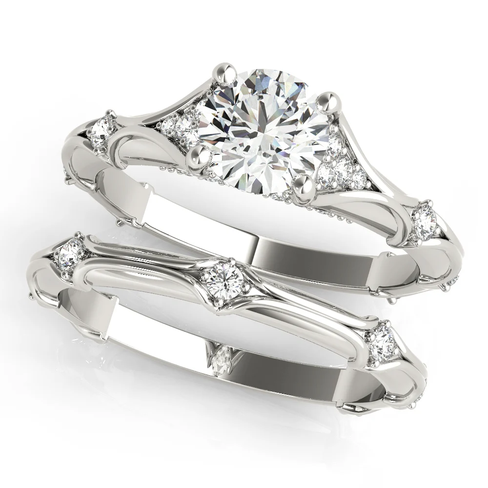 Vintage Hidden Halo Cluster Sides Engagement Ring - Image 3