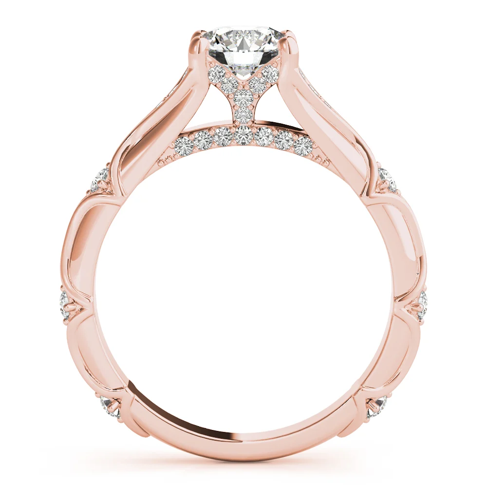 Vintage Hidden Halo Cluster Sides Engagement Ring - Image 10