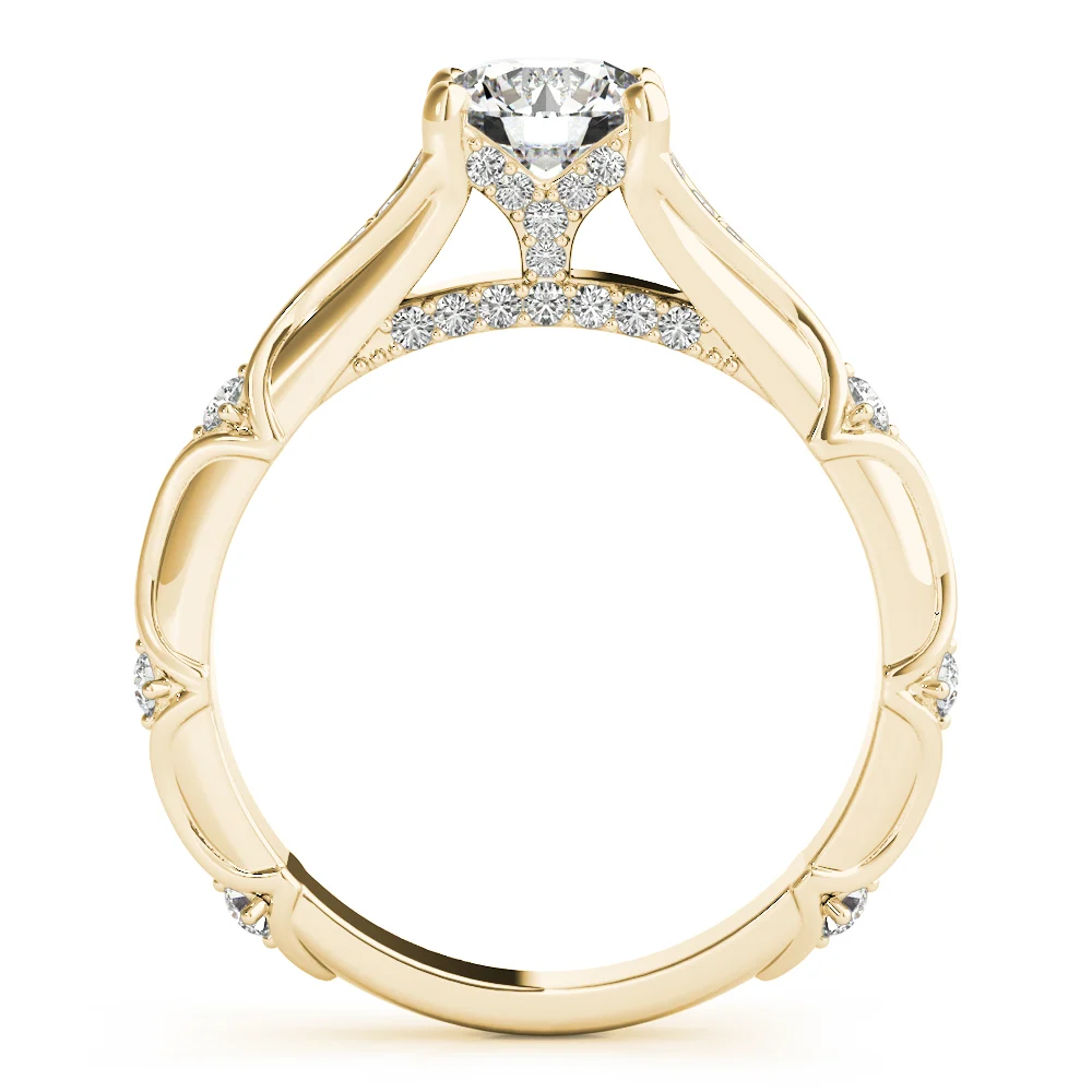 Vintage Hidden Halo Cluster Sides Engagement Ring - Image 6
