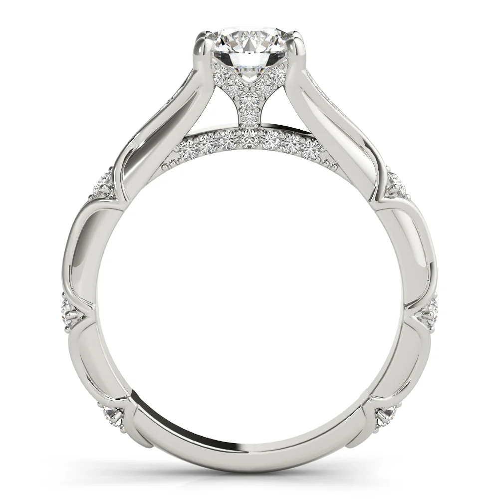 Vintage Hidden Halo Cluster Sides Engagement Ring - Image 2