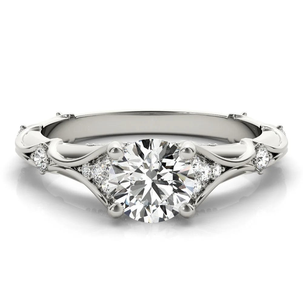 Vintage Hidden Halo Cluster Sides Engagement Ring - Image 4