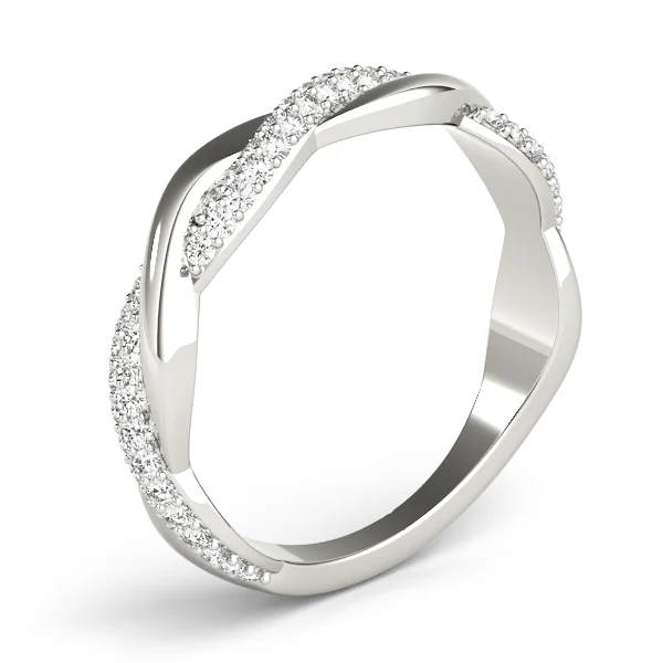 Double Row Pavé Twisted Shank Wedding Bands - Image 4