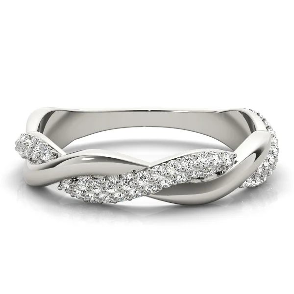 Double Row Pavé Twisted Shank Wedding Bands - Image 3