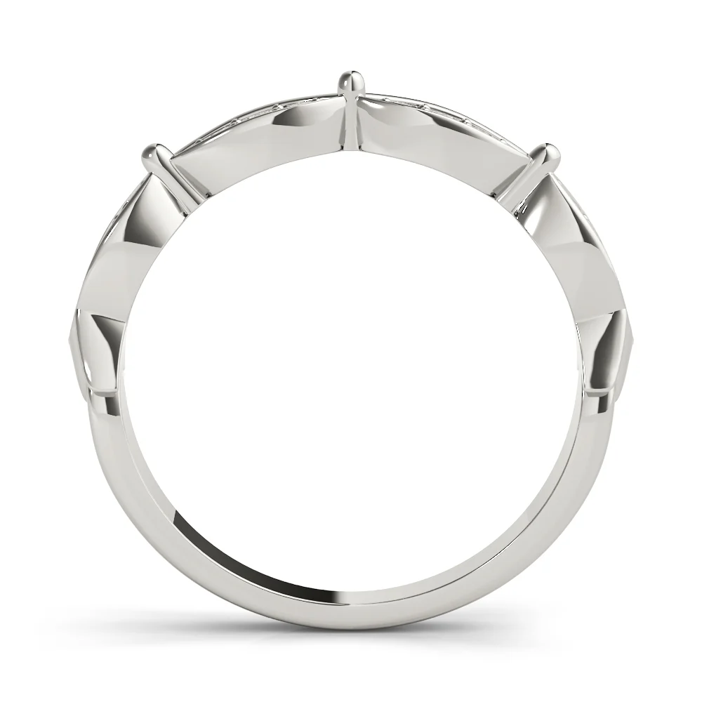 Scalloped Marquise Shape Wedding Band - Image 2