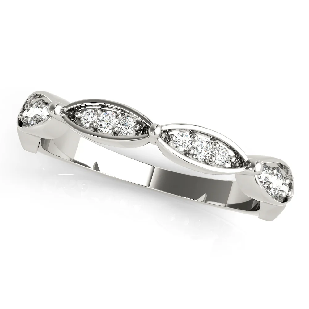 Scalloped Marquise Shape Wedding Band