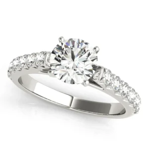 Single Row Cathedral Prong Set Engagement Ring