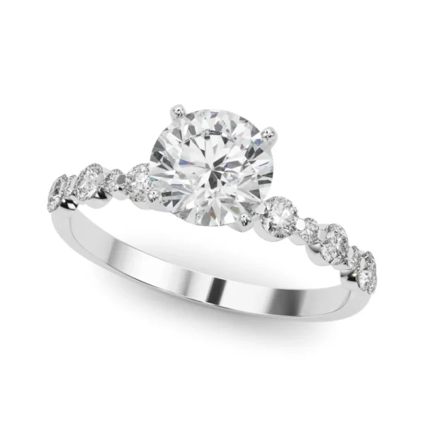 Single Shared-Prong Alternating Round-Sized Engagement Ring