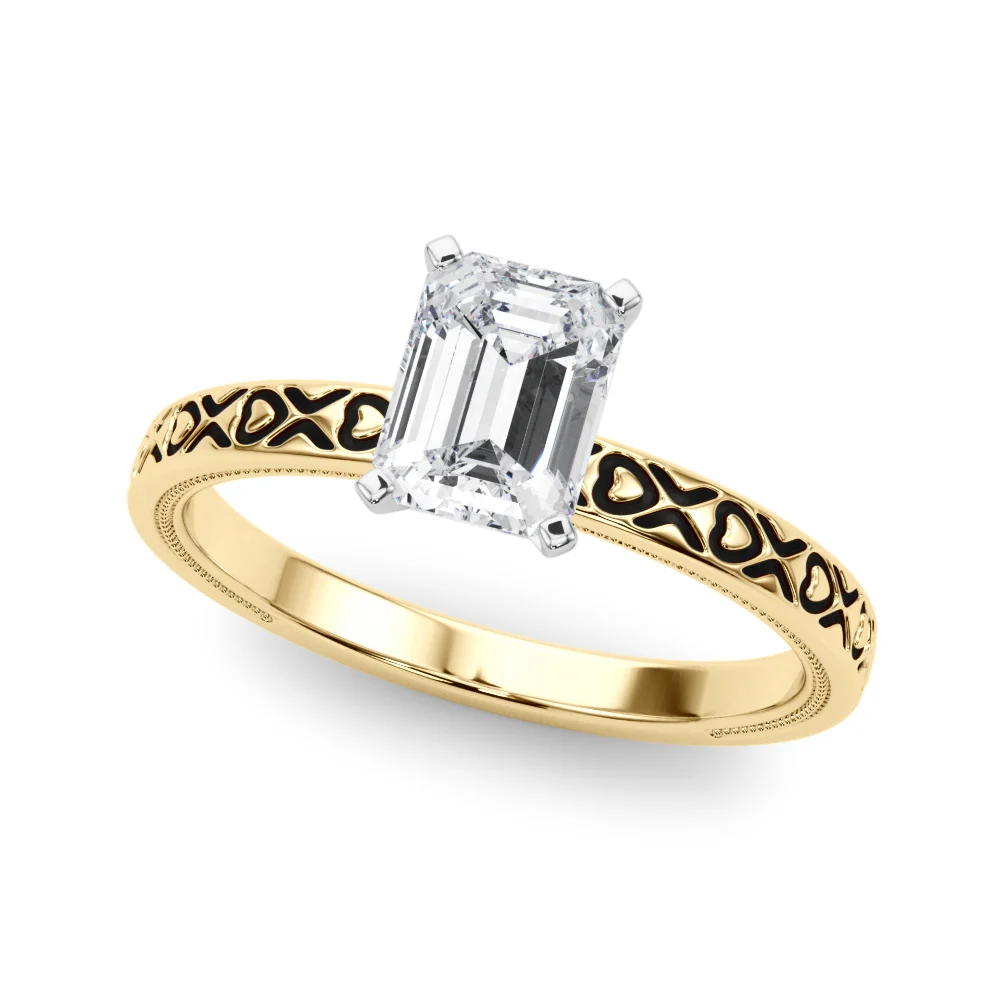 Vintage Style Heart Carved Engagement Ring - Image 17