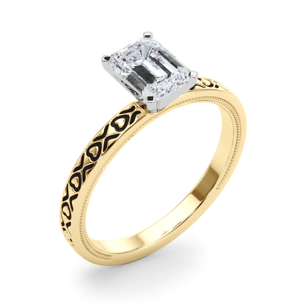 Vintage Style Heart Carved Engagement Ring - Image 20