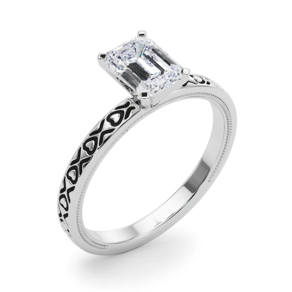 Vintage Style Heart Carved Engagement Ring - Image 16